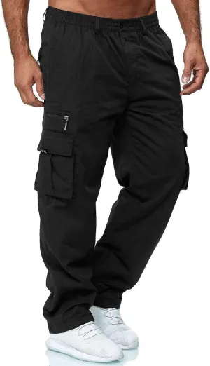 Mens Cargo Pants Baggy Stretch Big and Tall Sweatpants Pockets Loose Fit Hiking Pants Outdoor Plus Size Pants Match