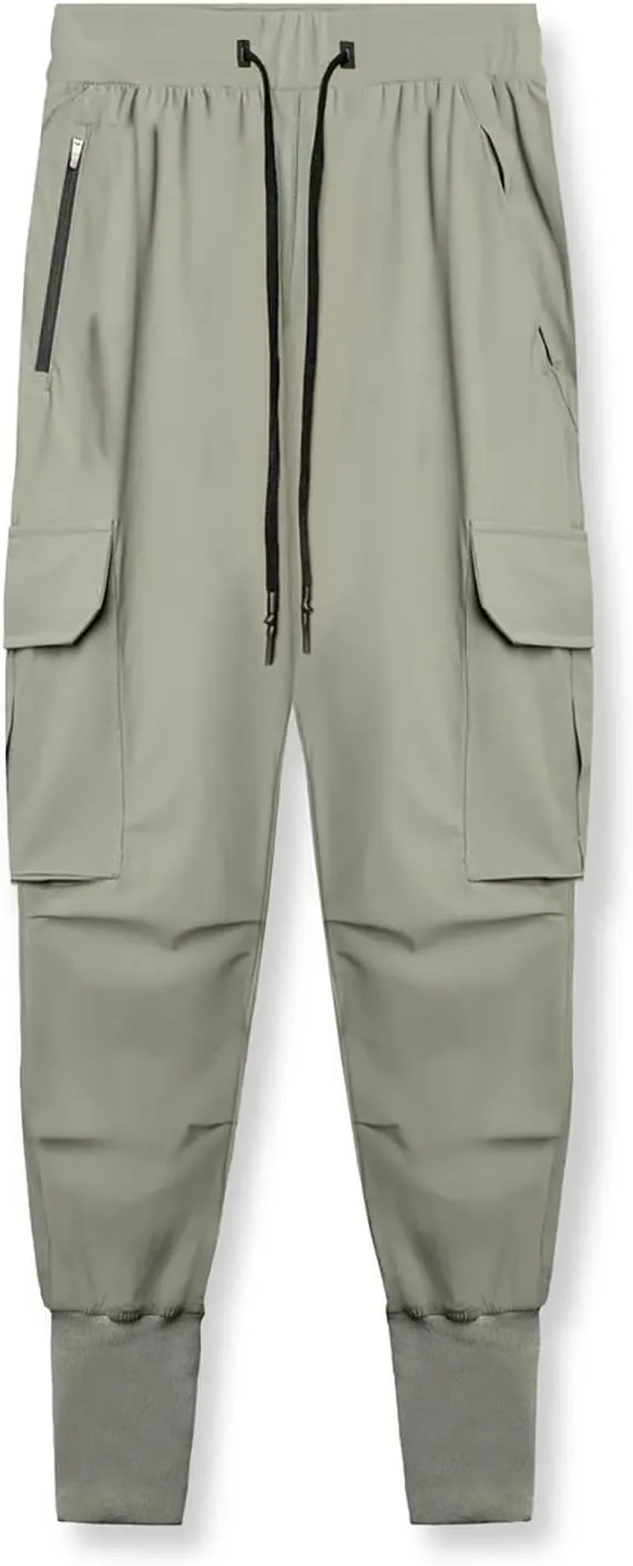 Men's Cargo Pants Drawstring Skinny Stretch Waist Cycling Climbing Sweatpants Fashion Beam Feet Slacks Tapered