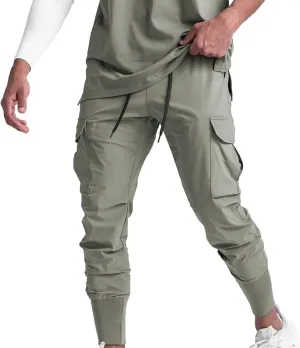 Men's Cargo Pants Drawstring Skinny Stretch Waist Cycling Climbing Sweatpants Fashion Beam Feet Slacks Tapered