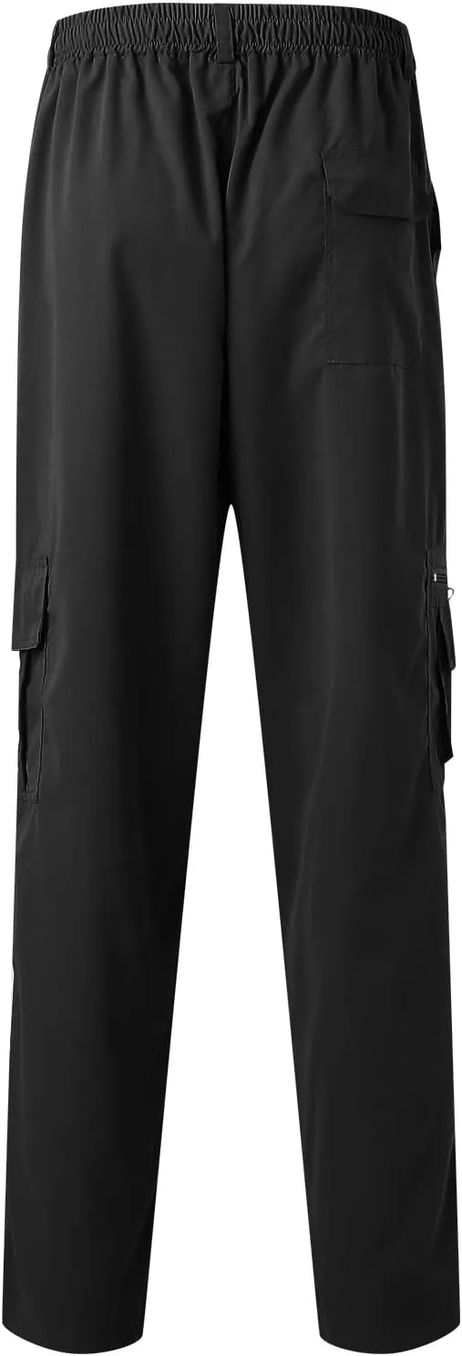 Men's Cargo Pants with Mutil Pockets Open Bottom Big and Tall Sweatpants Lightweight Elastic Waiset Casual Athletic Joggers