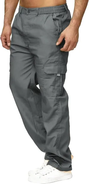 Men's Cargo Pants with Mutil Pockets Open Bottom Big and Tall Sweatpants Lightweight Elastic Waiset Casual Athletic Joggers
