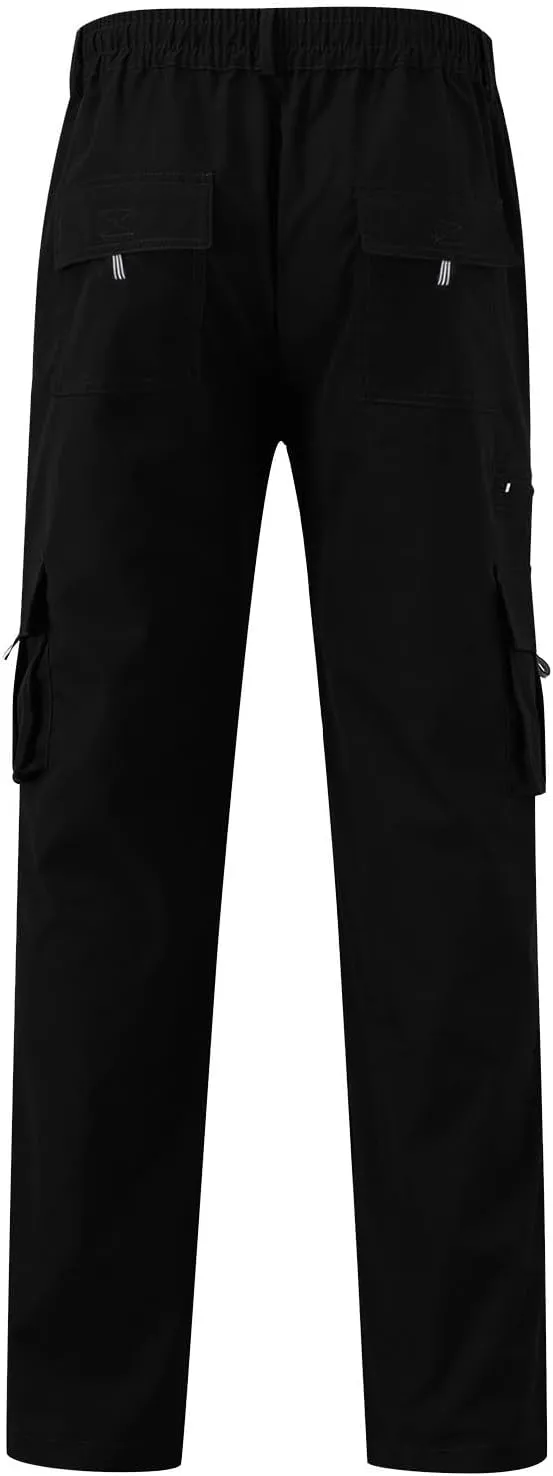 Men's Cargo Sweatpants Lightweight Drawstring Casual Joggers Loose Open Bottom Athletic Pants for Men with Pockets