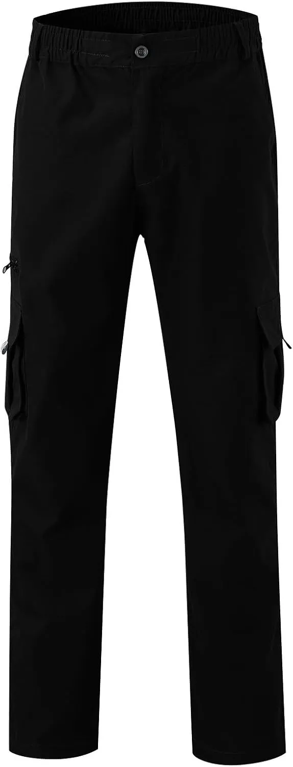Men's Cargo Sweatpants Lightweight Drawstring Casual Joggers Loose Open Bottom Athletic Pants for Men with Pockets