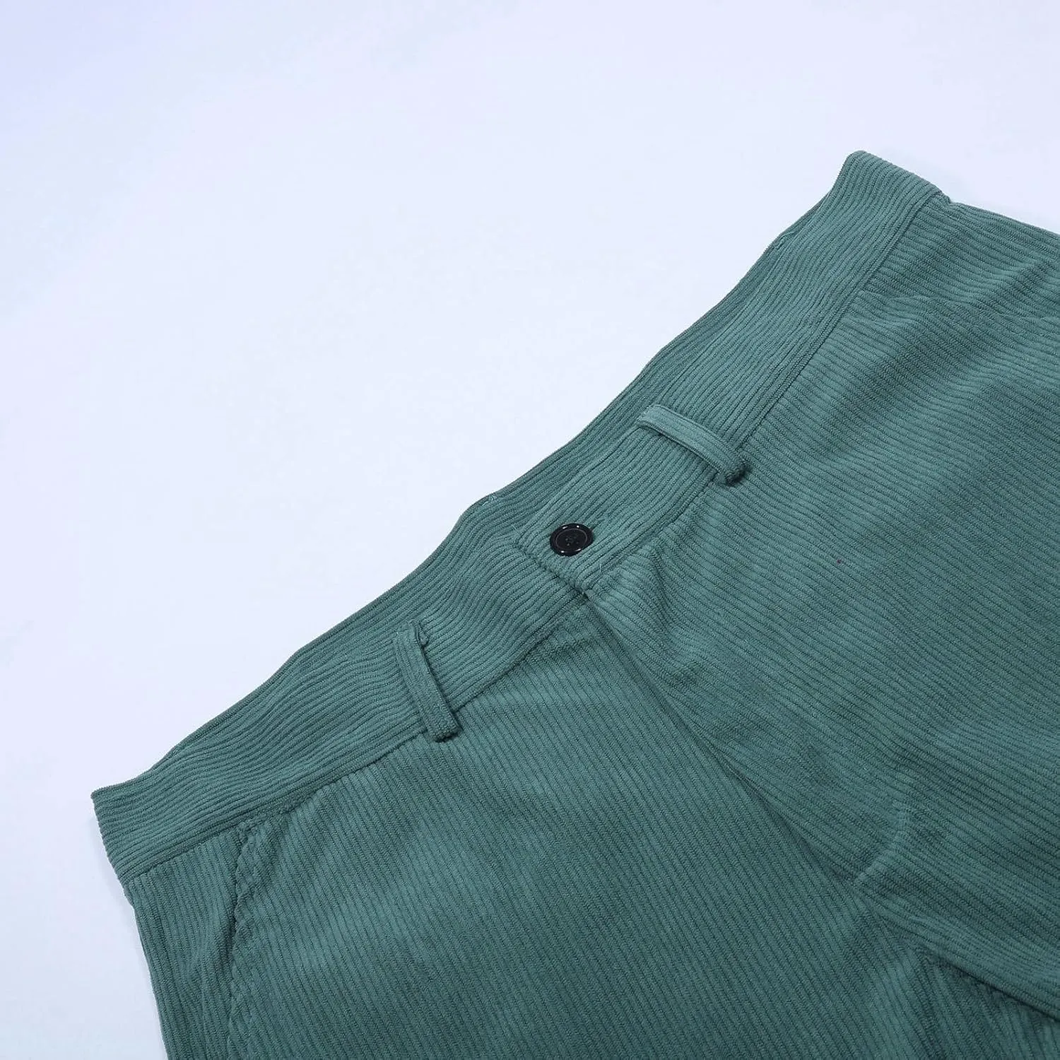 Men's Casual Corduroy Pants Loose Fit Stretch Waist Straight Leg Trousers Lightweight Button Up Plus Size Lounge Pants