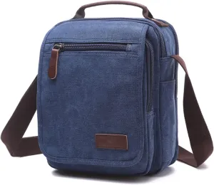 Mens Casual Messenger Bag, Stylish Travel Canvas Shoulder Bag, Multifunctional Retro Vertical Business Backpack bag