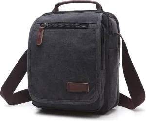 Mens Casual Messenger Bag, Stylish Travel Canvas Shoulder Bag, Multifunctional Retro Vertical Business Backpack bag