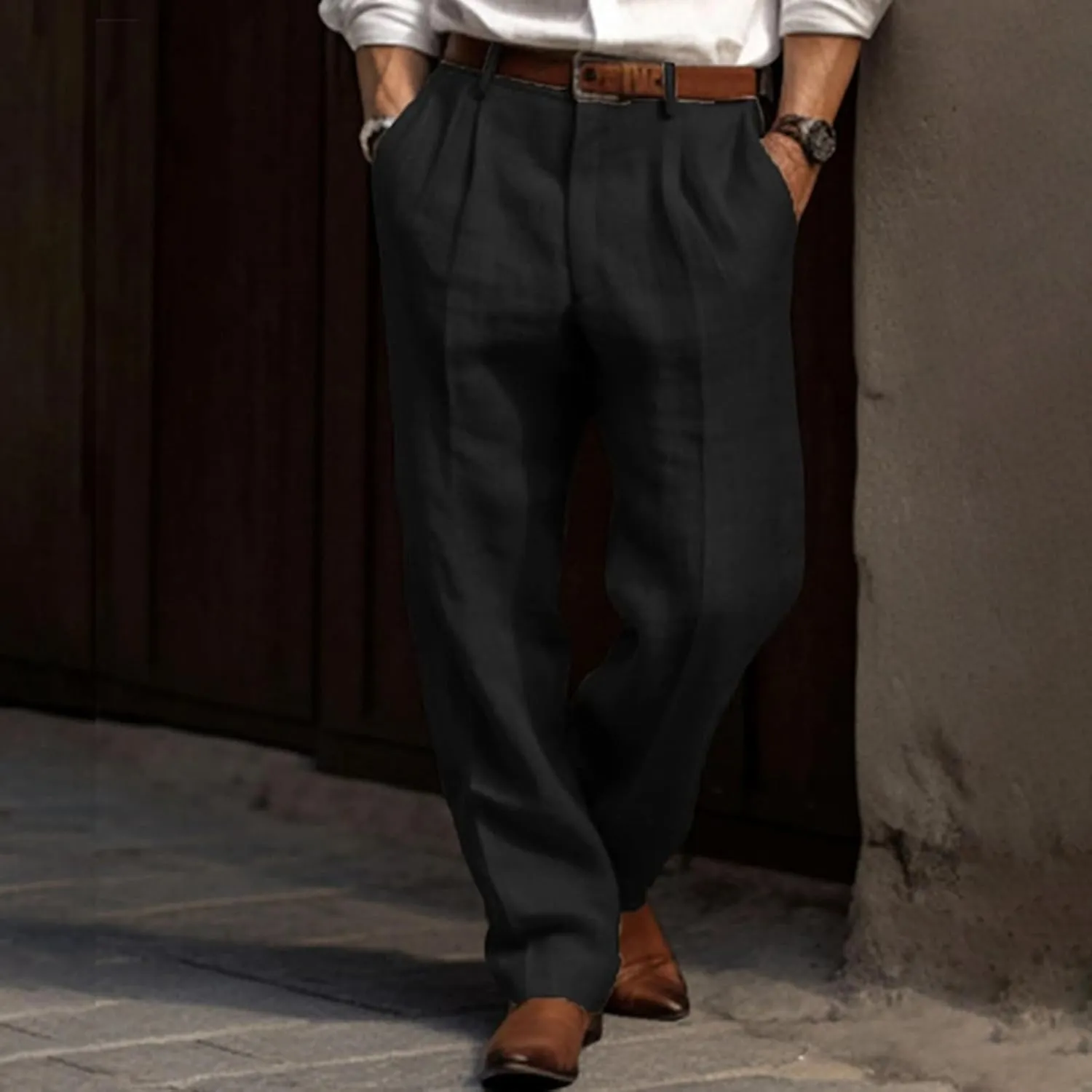 Mens Casual Pants Loose Fit Straight Leg Breathable Summer Beach Pants Plus Size Stretch Outdoor Hiking Jogging Trousers