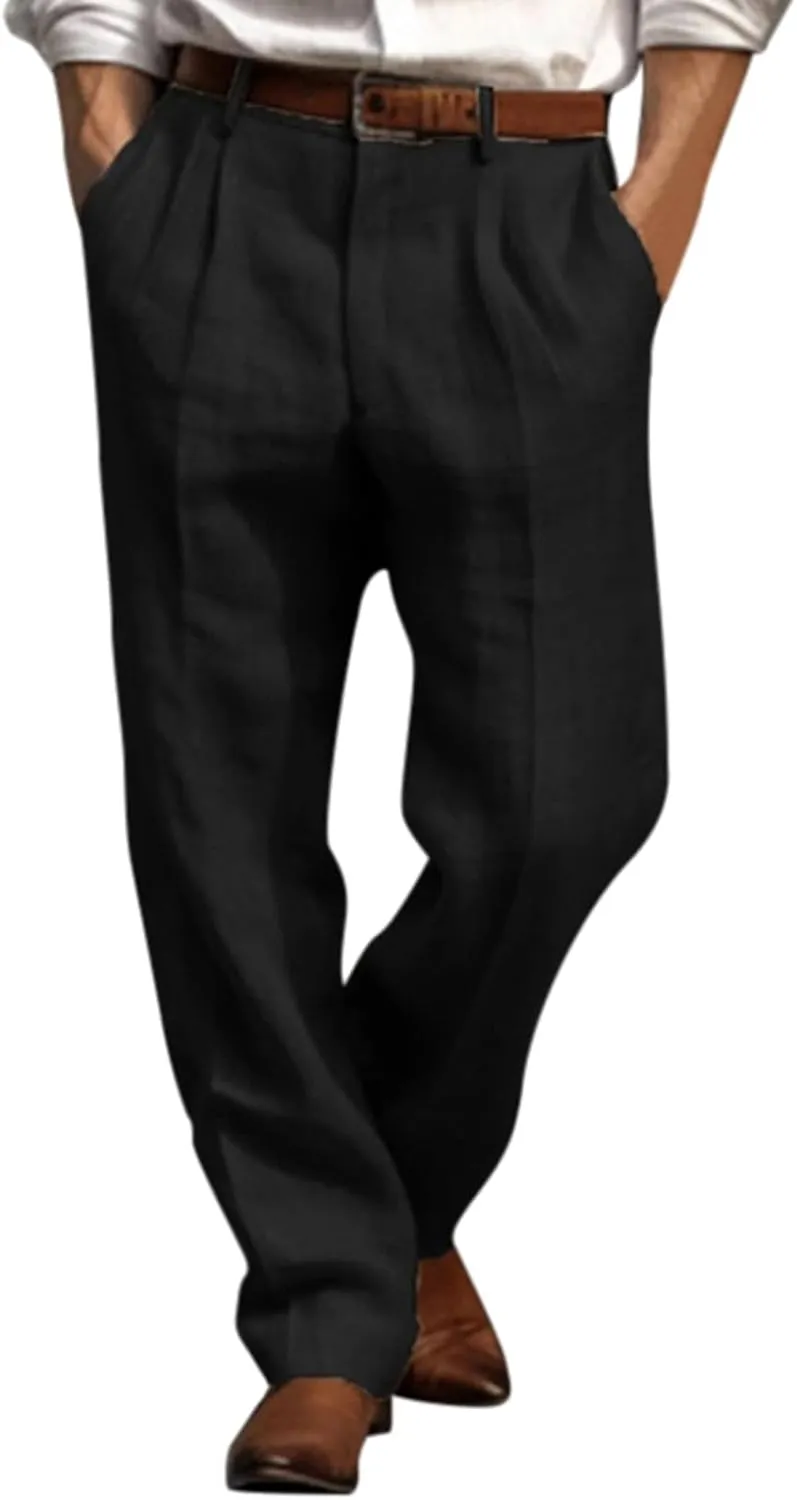 Mens Casual Pants Loose Fit Straight Leg Breathable Summer Beach Pants Plus Size Stretch Outdoor Hiking Jogging Trousers