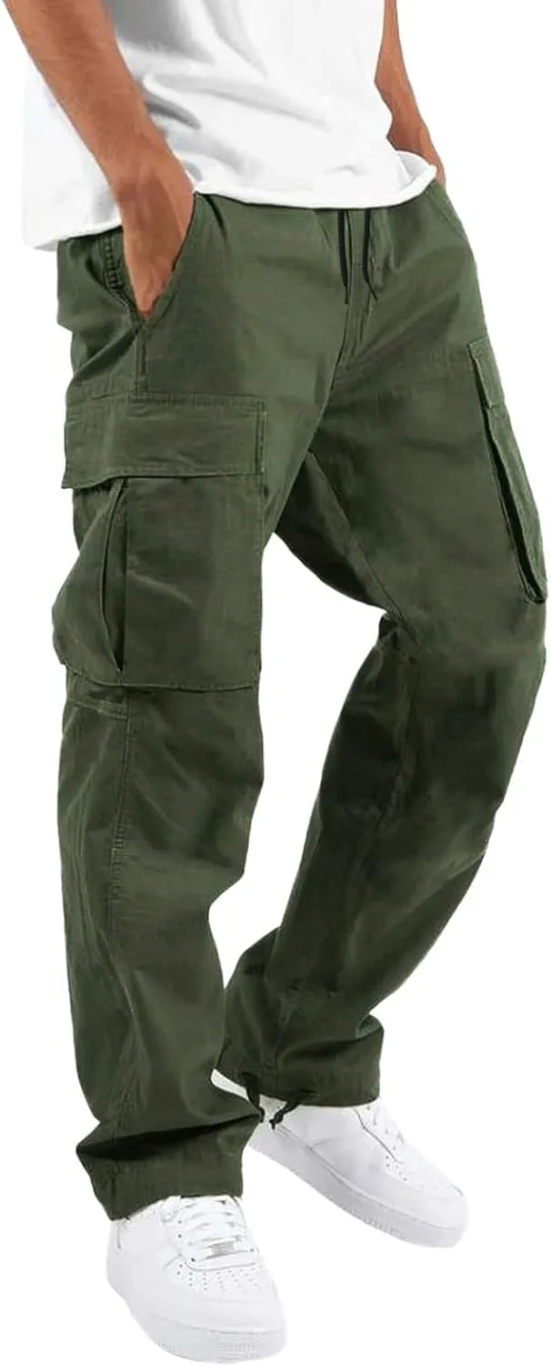 Men's Casual Pants with Multiple Pockets Camo Mens Joggers Sweatpants Corduroy Pants For Young Men Long Plaid Pajama Pants