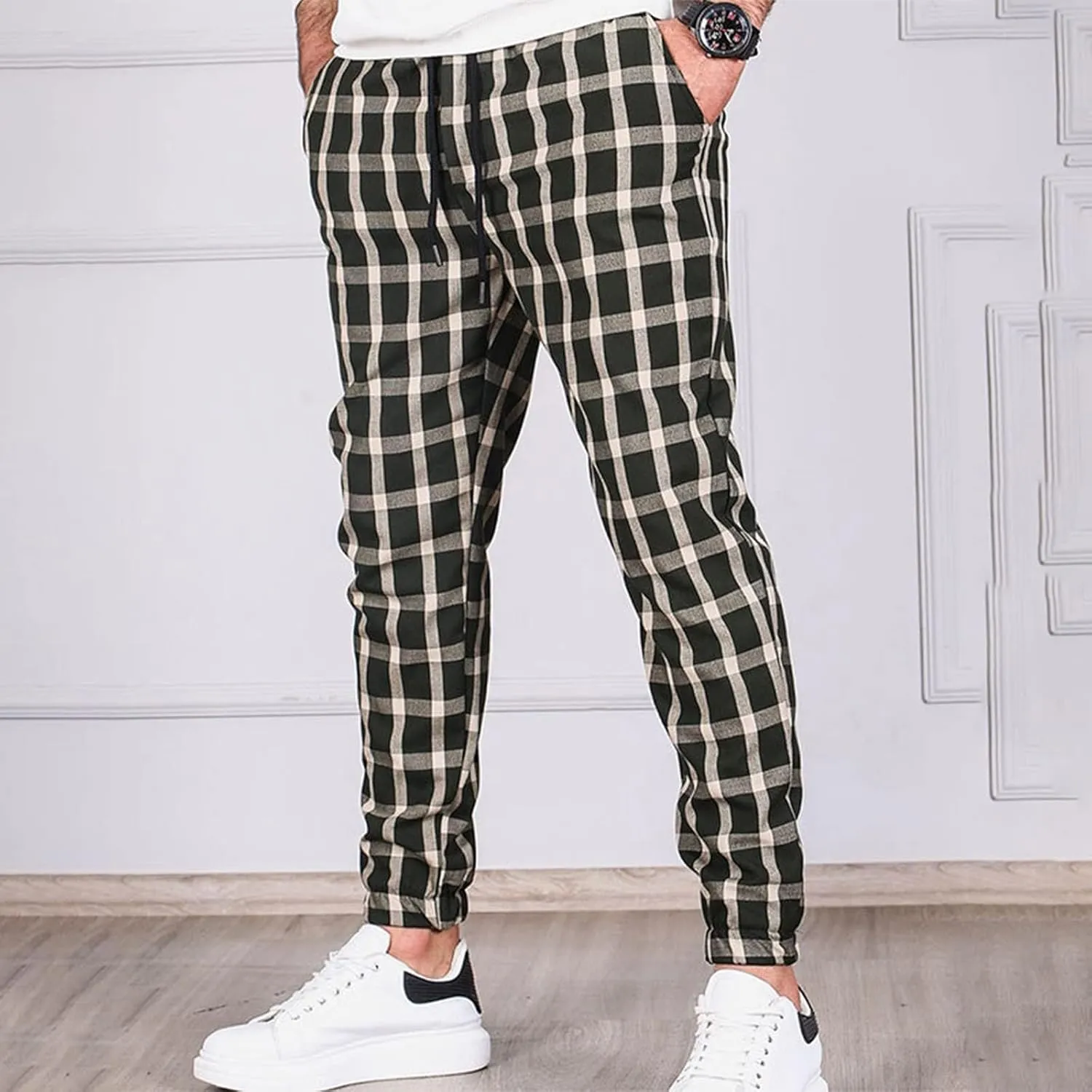 Mens Casual Slim Skinny Stretch Flat Front Solid Comfy Fashion Style Business Dress Slacks Chinos Pants