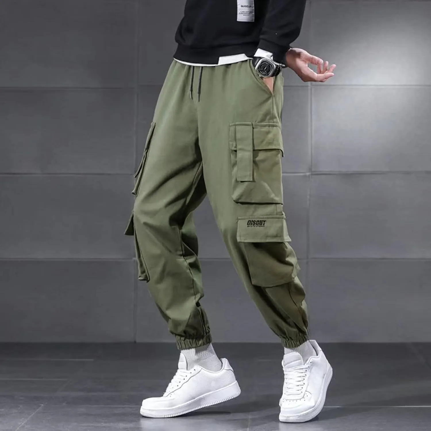 Men's Causal Cargo Pants Sports Pants Trousers Loose-Fit Classic Comfy Daily Wear with Multi-Pocket Hiking Joggers