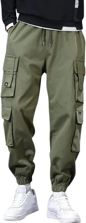 Men's Causal Cargo Pants Sports Pants Trousers Loose-Fit Classic Comfy Daily Wear with Multi-Pocket Hiking Joggers