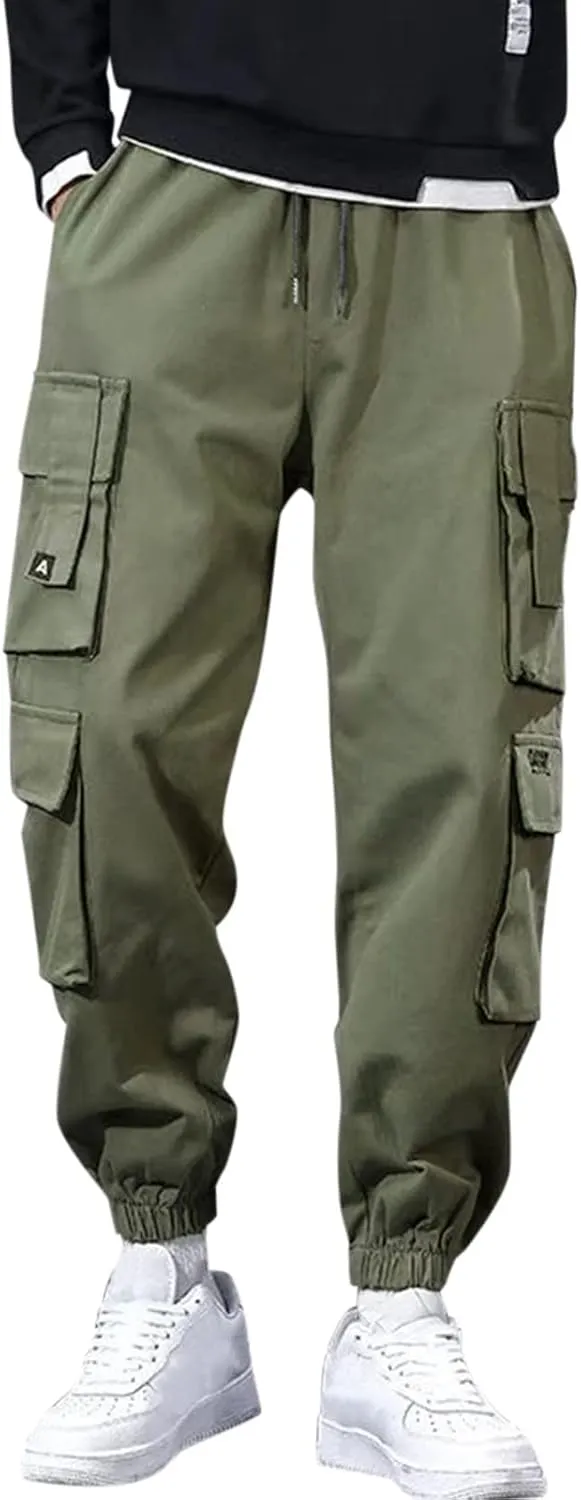 Men's Causal Cargo Pants Sports Pants Trousers Loose-Fit Classic Comfy Daily Wear with Multi-Pocket Hiking Joggers