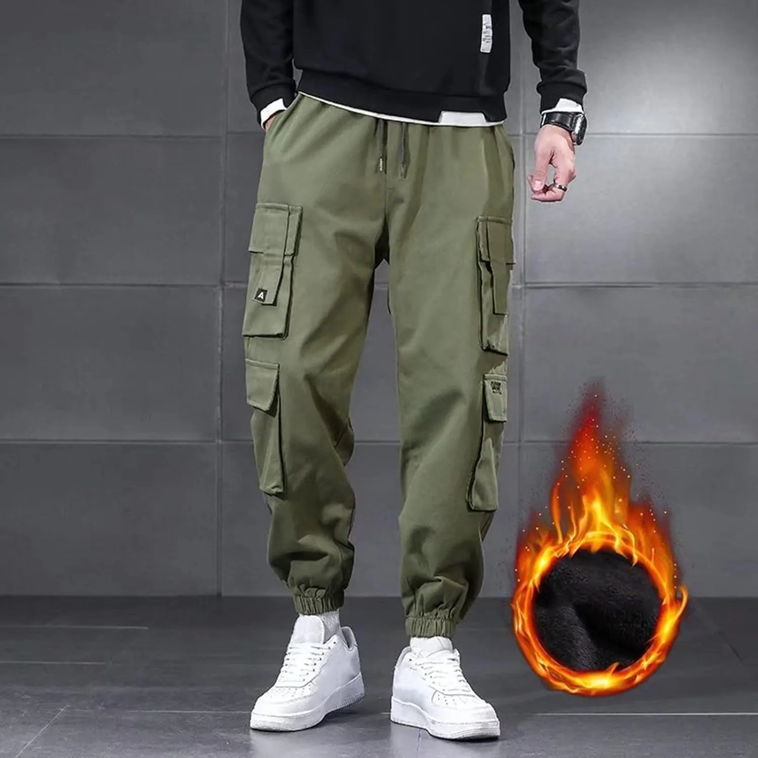 Men's Causal Cargo Pants Sports Pants Trousers Loose-Fit Classic Comfy Daily Wear with Multi-Pocket Hiking Joggers