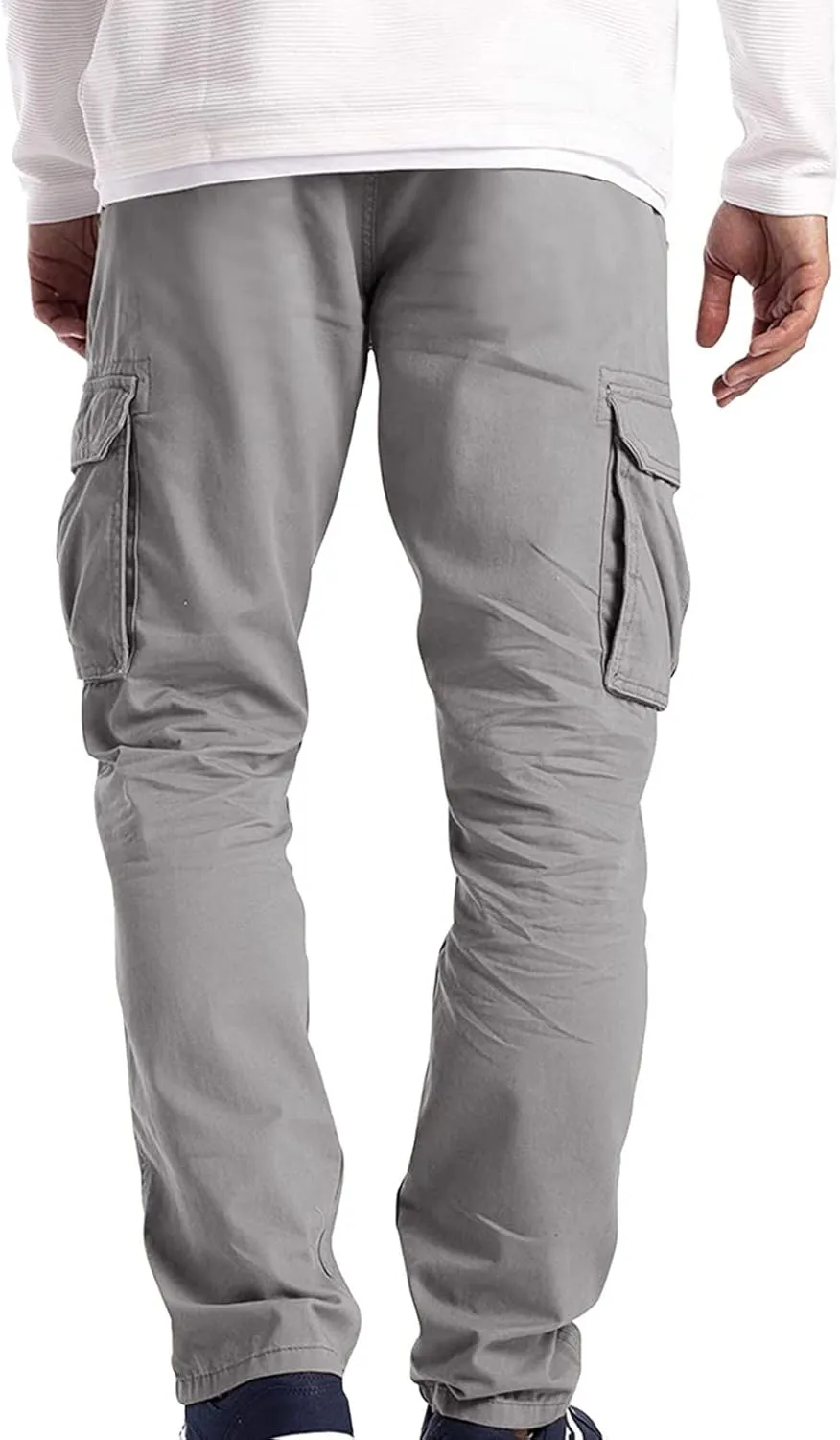 Men's Causal Cotton Cargo Pants,Loose-Fit Comfy Classic Lightweight Daily Wear with Multi-Pocket Athletic Joggers