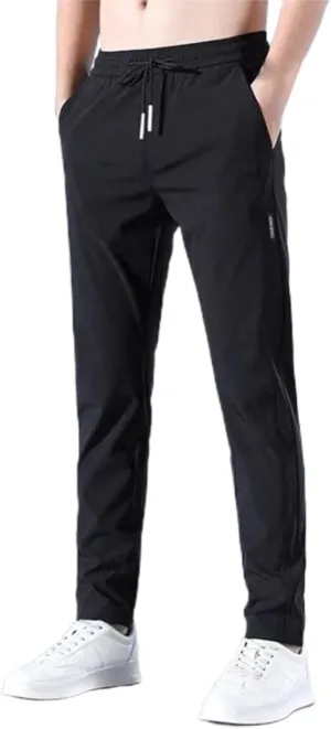 Mens Causal Pants Slim Fit Elastic Waist Drawstring Trousers Lightweight Quick Dry Atheltic Chino Pants Running Hiking Pants