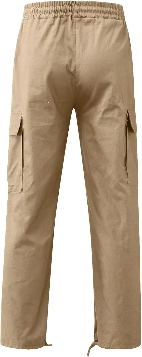 Men's Causal Wide Leg Cargo Pants Athletic Pants Loose-Fit Classic Lightweight Comfy Daily Wear with Multi-Pocket