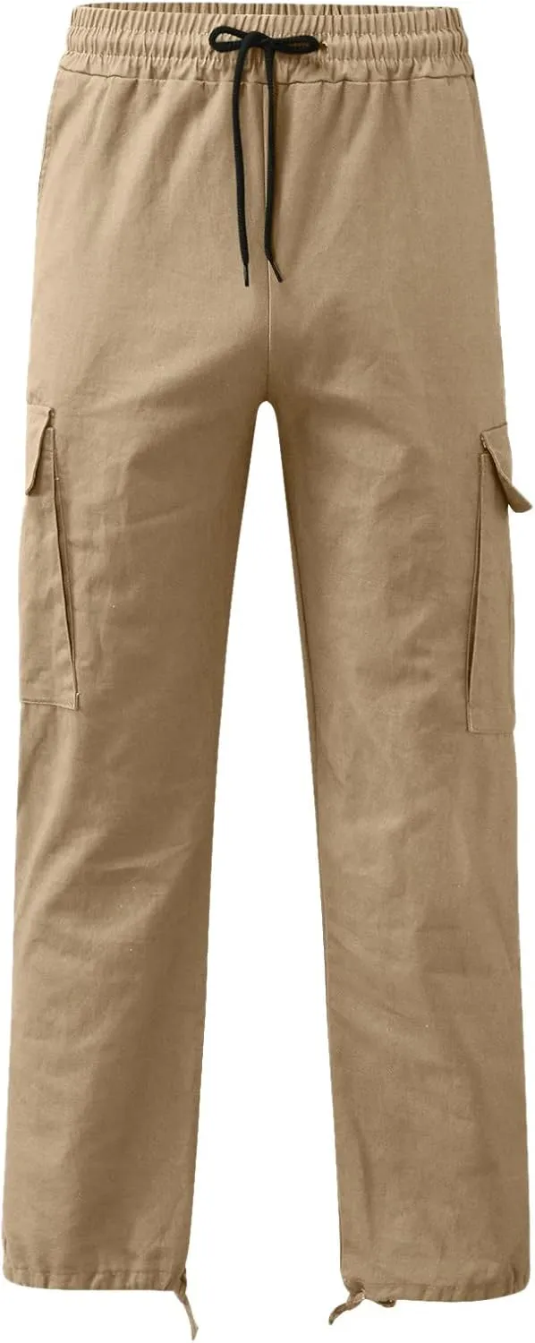 Men's Causal Wide Leg Cargo Pants Athletic Pants Loose-Fit Classic Lightweight Comfy Daily Wear with Multi-Pocket