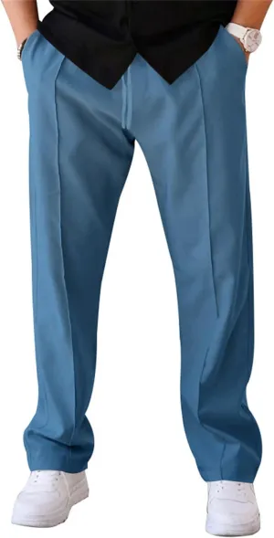 Men's Classic Chino Pants Bottom Sweatpants Cotton Linen Yoga Pants Solid Color Casual Trousers with Pockets