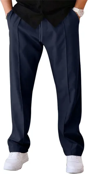 Men's Classic Chino Pants Bottom Sweatpants Cotton Linen Yoga Pants Solid Color Casual Trousers with Pockets