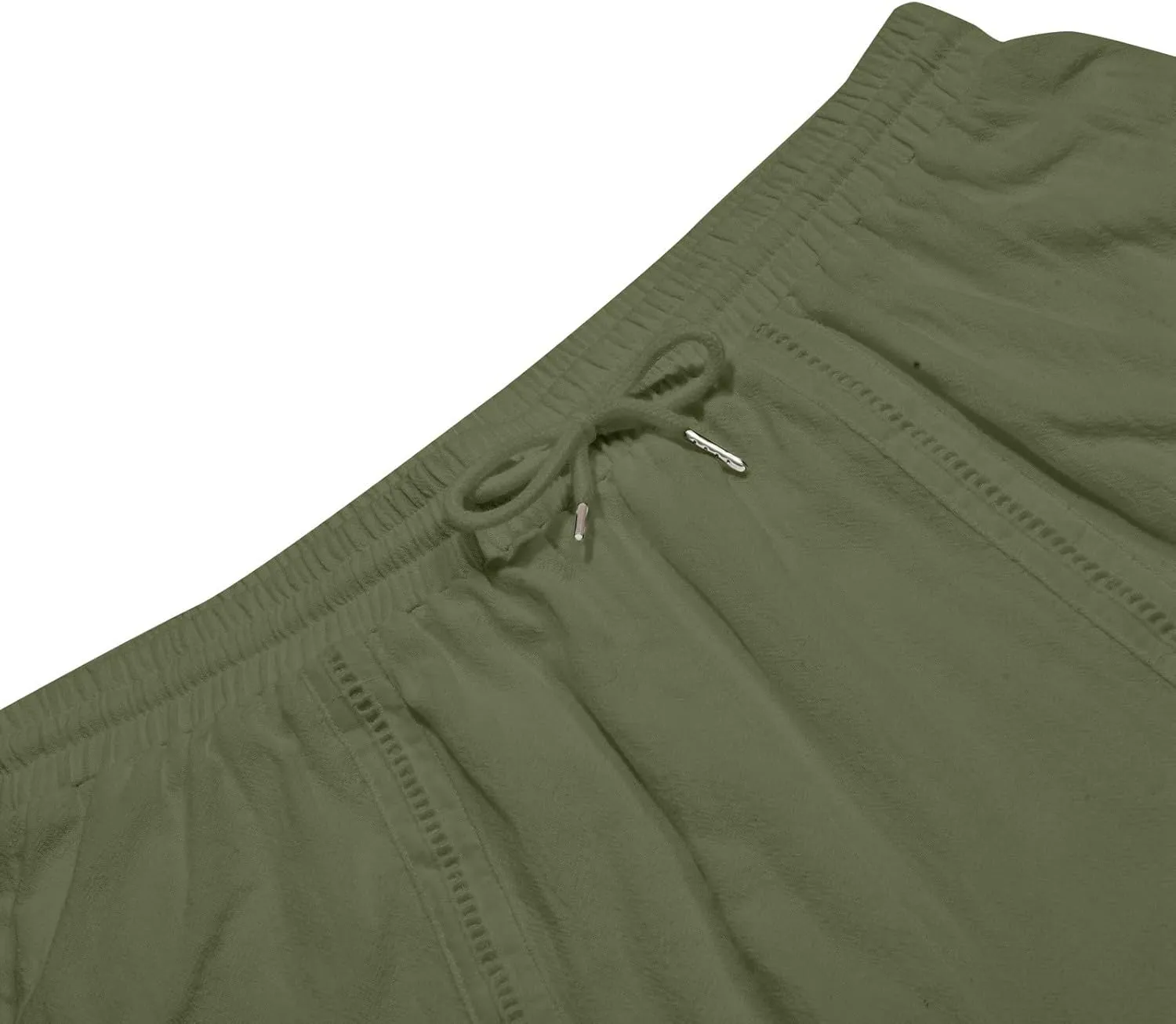 Mens Cotton and Linen Capri Pants Expandable Waist Drawstring Fashion Solid Cropped Pant Summer Loose Workout Jogger Trousers