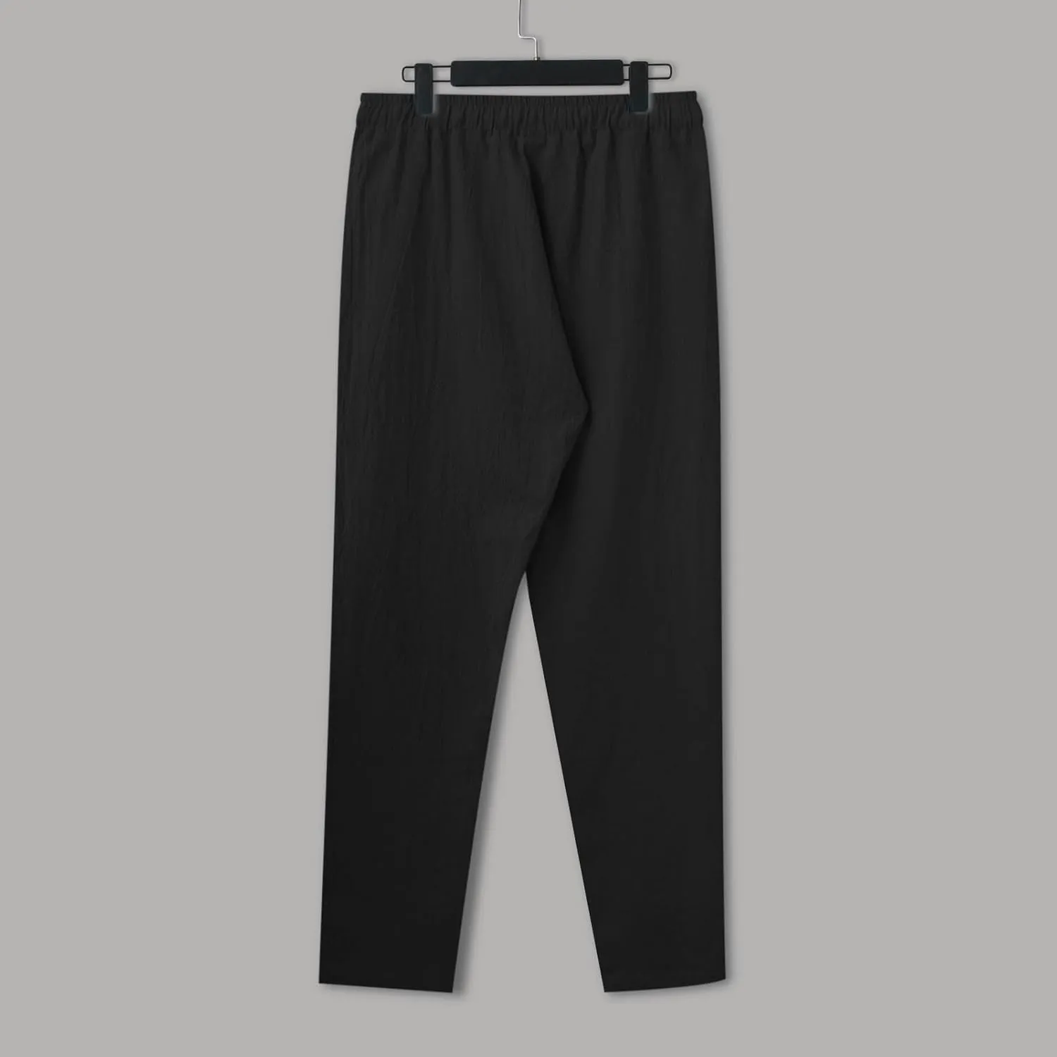 Mens Cotton Joggers Elastic Waist Loose Fit Lightweight Hiking Pants Casual Solid Plus Size Straight Leg Athletic Sweatpants