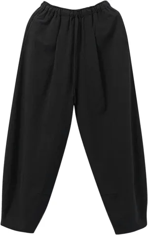 Mens Cotton Linen Loose Harem Pants Plus Size Solid Color Thin Casual Wide Leg Pants Men Waist Yoga Beach Pants
