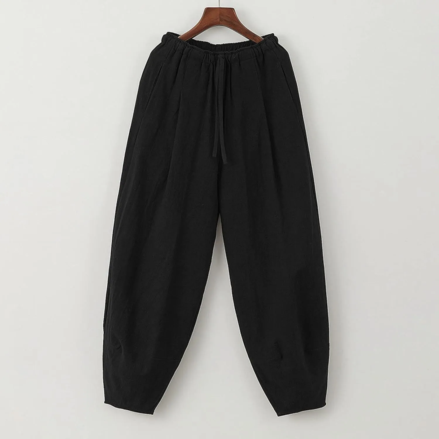 Mens Cotton Linen Loose Harem Pants Plus Size Solid Color Thin Casual Wide Leg Pants Men Waist Yoga Beach Pants