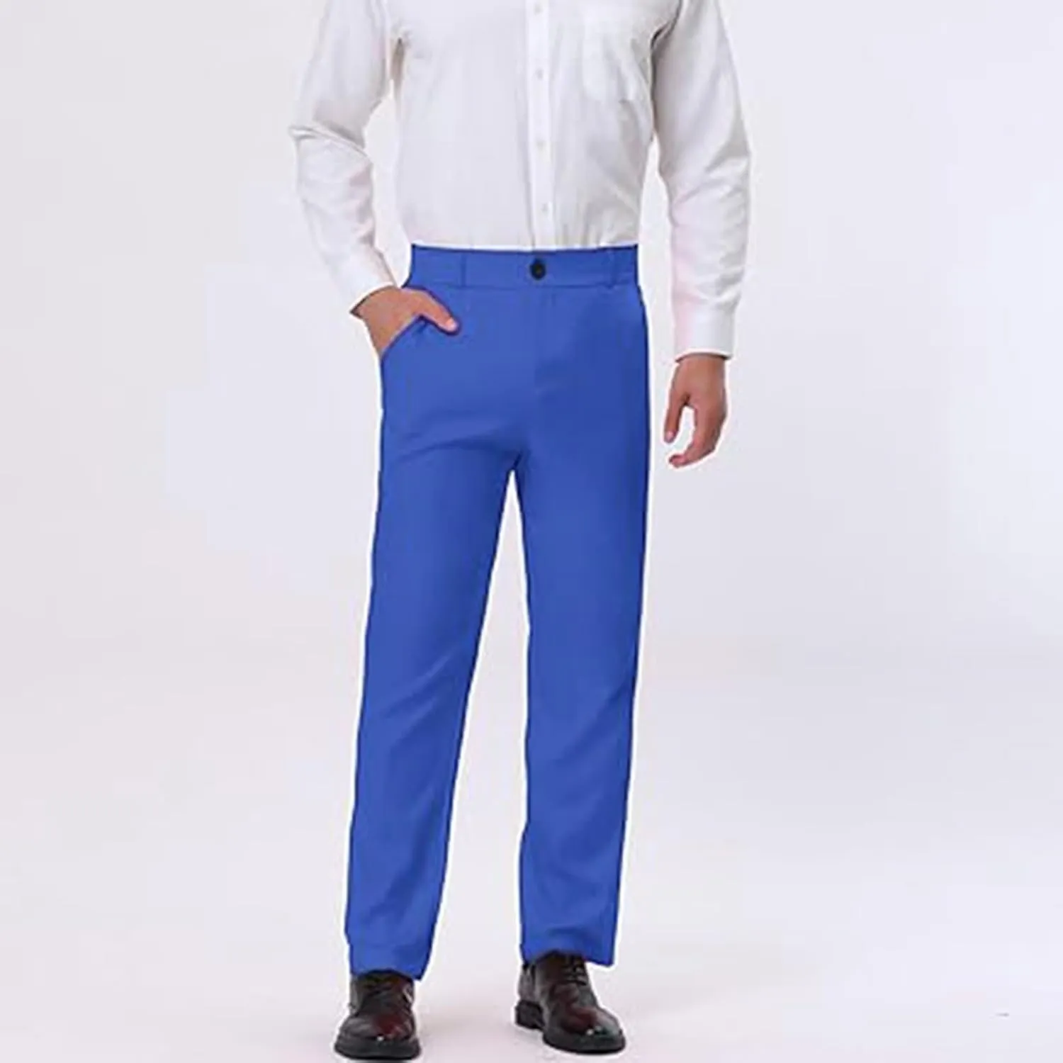 Mens Dress Pants Slim Fit Stretch Formal Pants for Men Golf Pants Wrinkle-Resistant Flat Front Chino Pant Classic