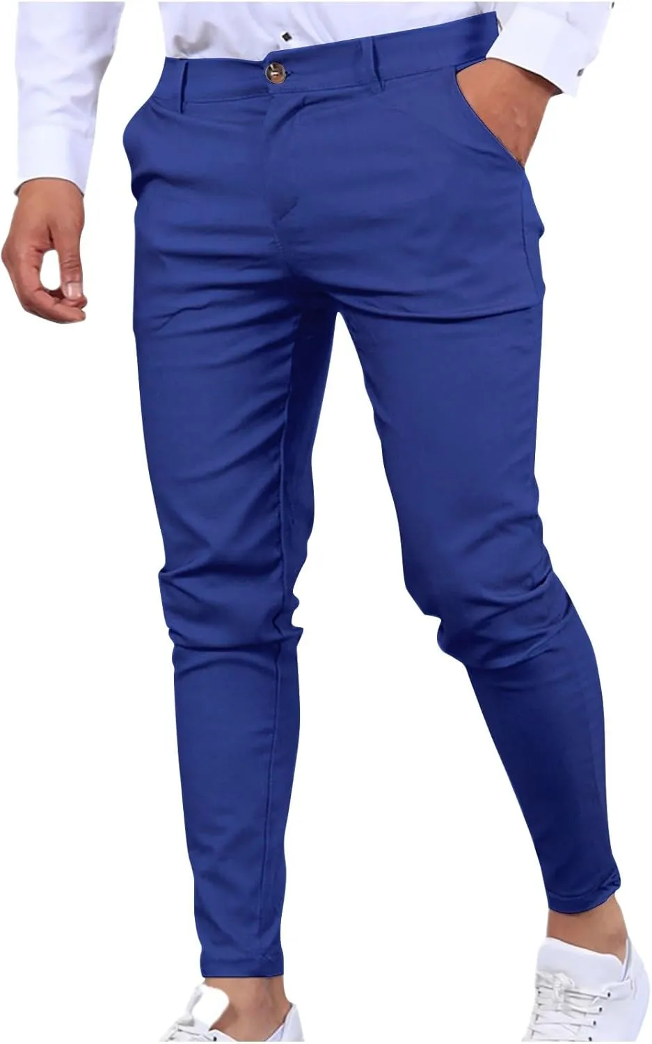 Men's Dress Pants Stretch Waist Business Casual Suit Pants Slim Fit Work Golf Pants with Pockets