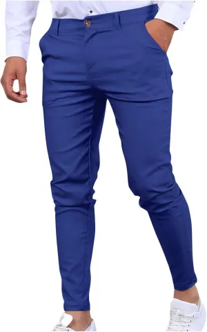 Men's Dress Pants Stretch Waist Business Casual Suit Pants Slim Fit Work Golf Pants with Pockets