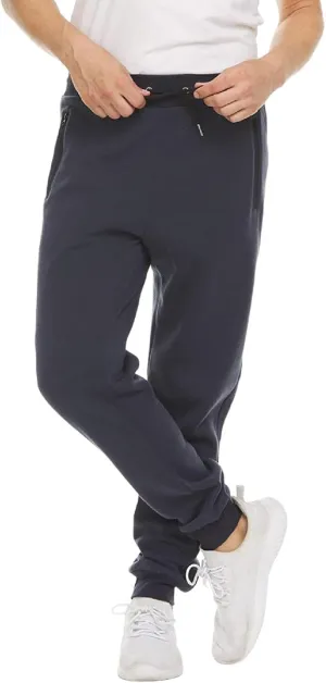 Mens Fleece Casual Sweatpants with Zipper Pockets Plus Size Solid Slim Fit Baggy Joggers Outdoor Atheltic Jogging Trousers