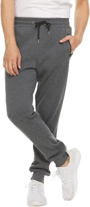 Mens Fleece Casual Sweatpants with Zipper Pockets Plus Size Solid Slim Fit Baggy Joggers Outdoor Atheltic Jogging Trousers