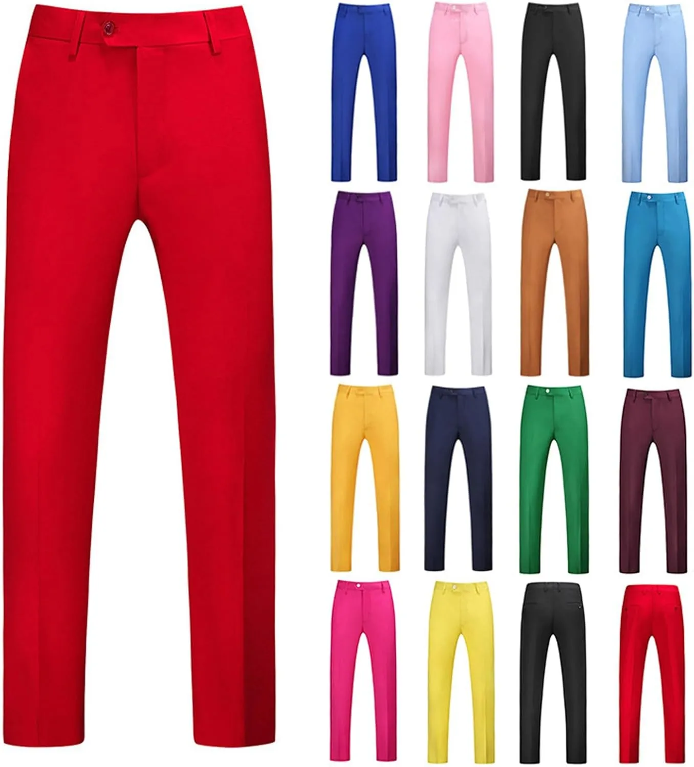Men's Formal Dress Pants Traveler Stretch Slim Fit Flat-Front Chino Golf Trousers Business Casual Office Work Suit Pants