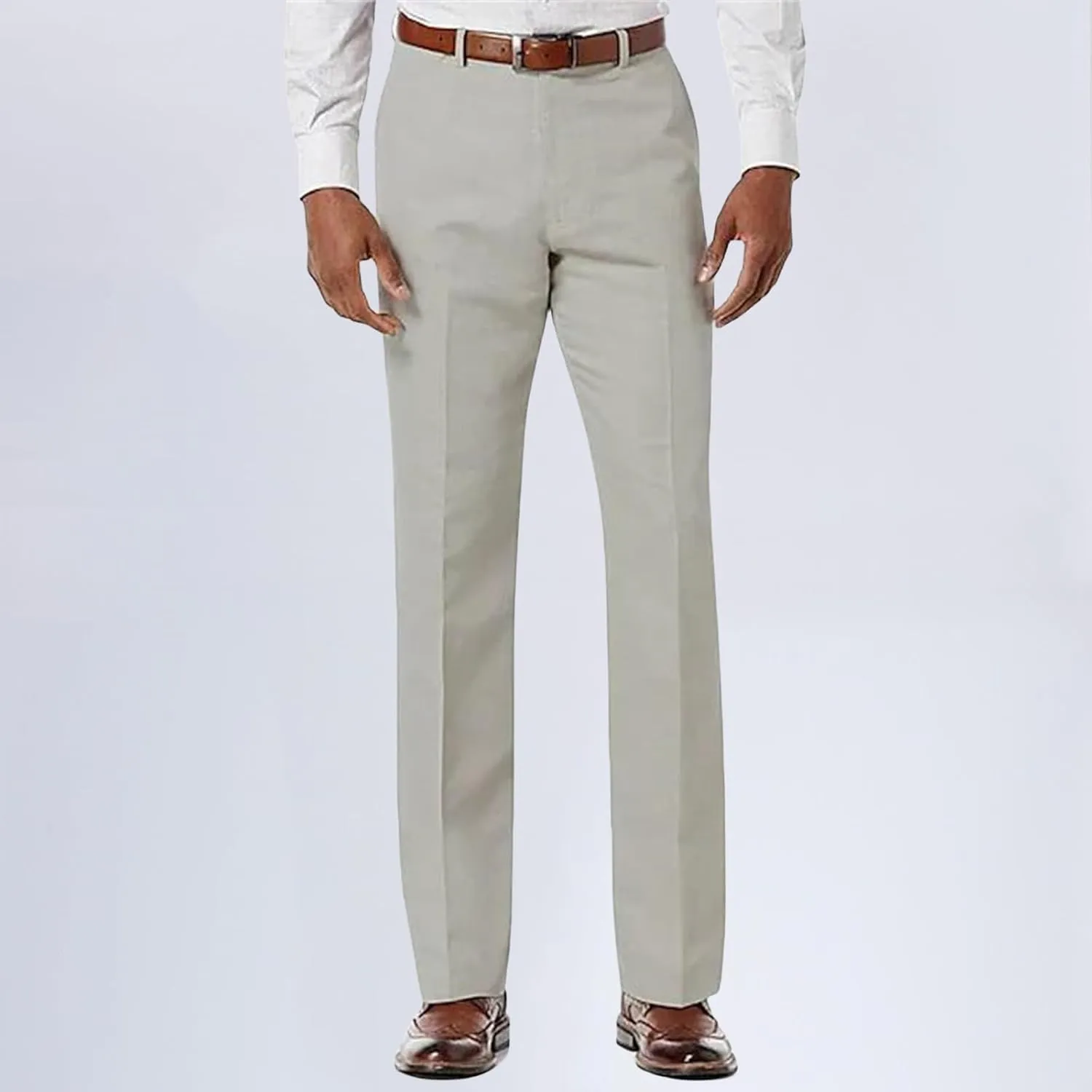 Mens Front Flat Casual Dress Pants Slim Fit Suit Pants Comfy Classic Stretch Chino Pants Business Work Trousers for Men