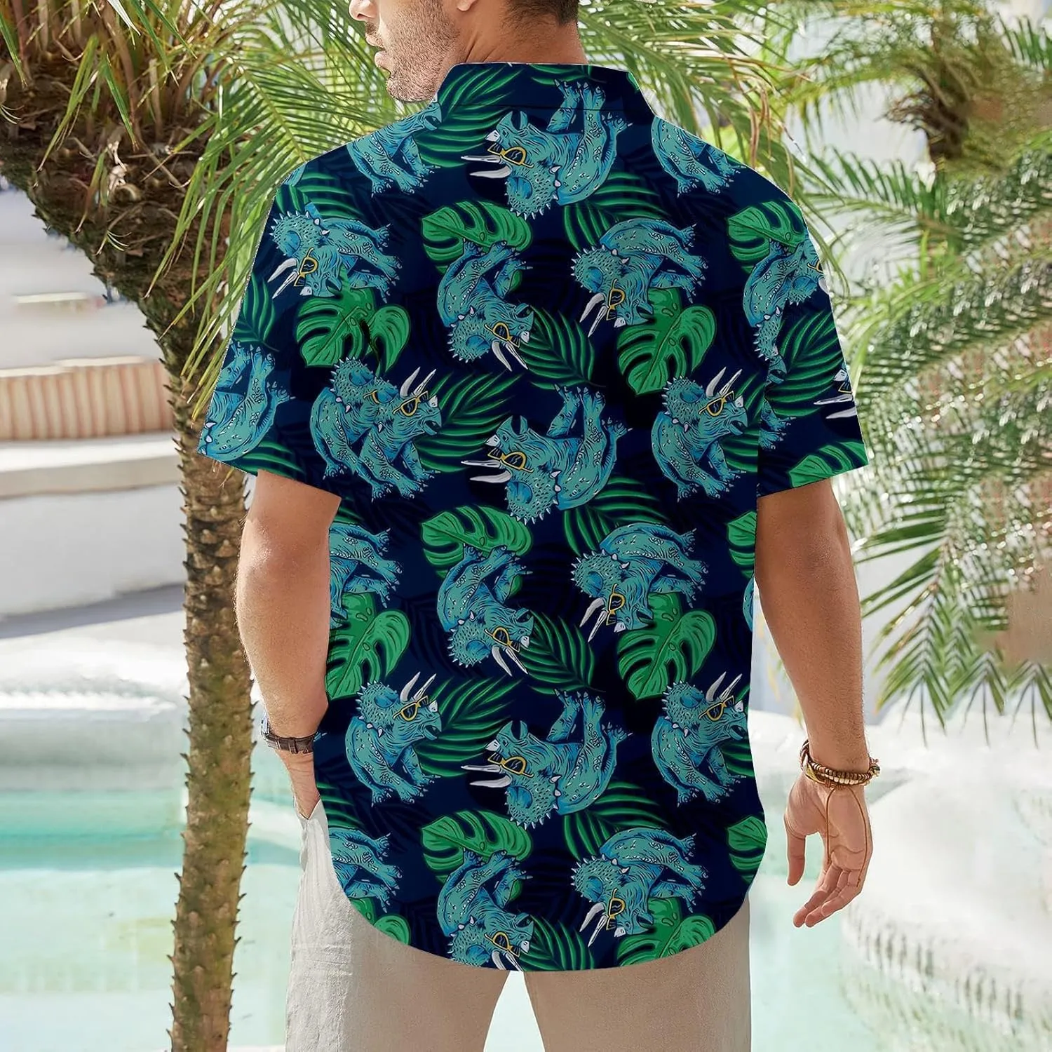 Men's Hawaiian Shirts,Hawaiian Printed Button Down Shirt - Quick-Dry Lapel Loose Clothes, Travel Daily Wear