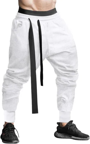Men's Joggers Sweatpants Low Crotch Sweats Harem Pants Elastic Waist Drawstring Pants Drop Crotch Hippie Trousers
