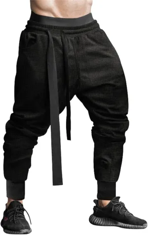 Men's Joggers Sweatpants Low Crotch Sweats Harem Pants Elastic Waist Drawstring Pants Drop Crotch Hippie Trousers