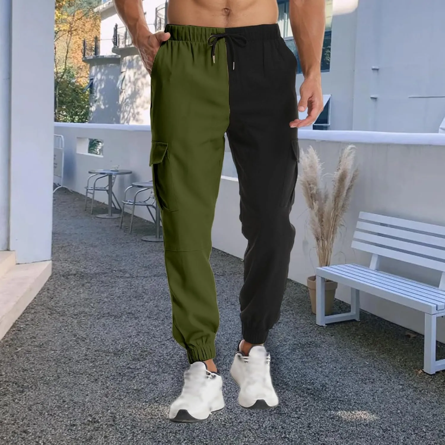 Mens Linen Loose Fit Boho Elastic Drawstring Waist Casual Beach Yoga Travel Baggy Work Pajama Trousers Pants