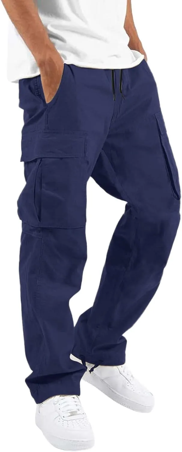 Men's Linen Pants Casual Twill Chino Lace Up Pants Fashion Baggy Sweatpants Lightweight Joggers Athletic Pants
