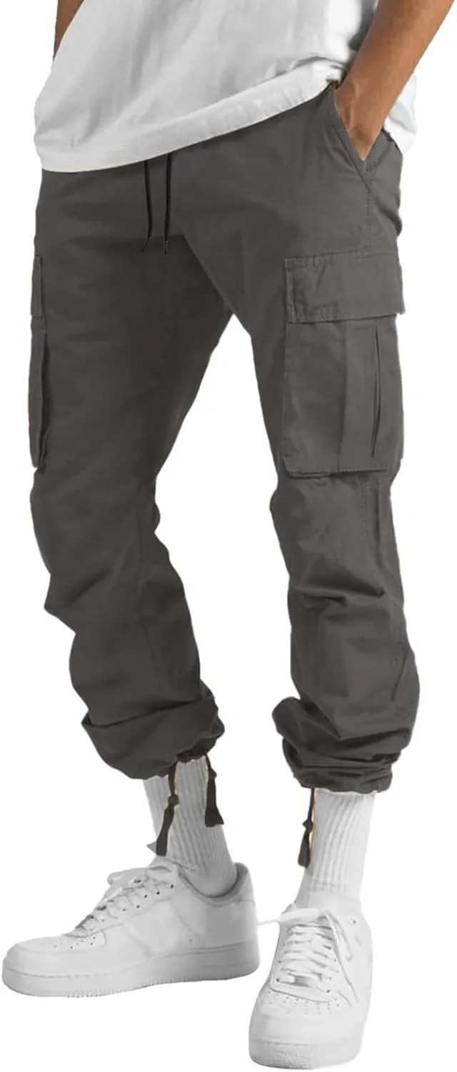 Men's Linen Pants Casual Twill Chino Lace Up Pants Fashion Baggy Sweatpants Lightweight Joggers Athletic Pants