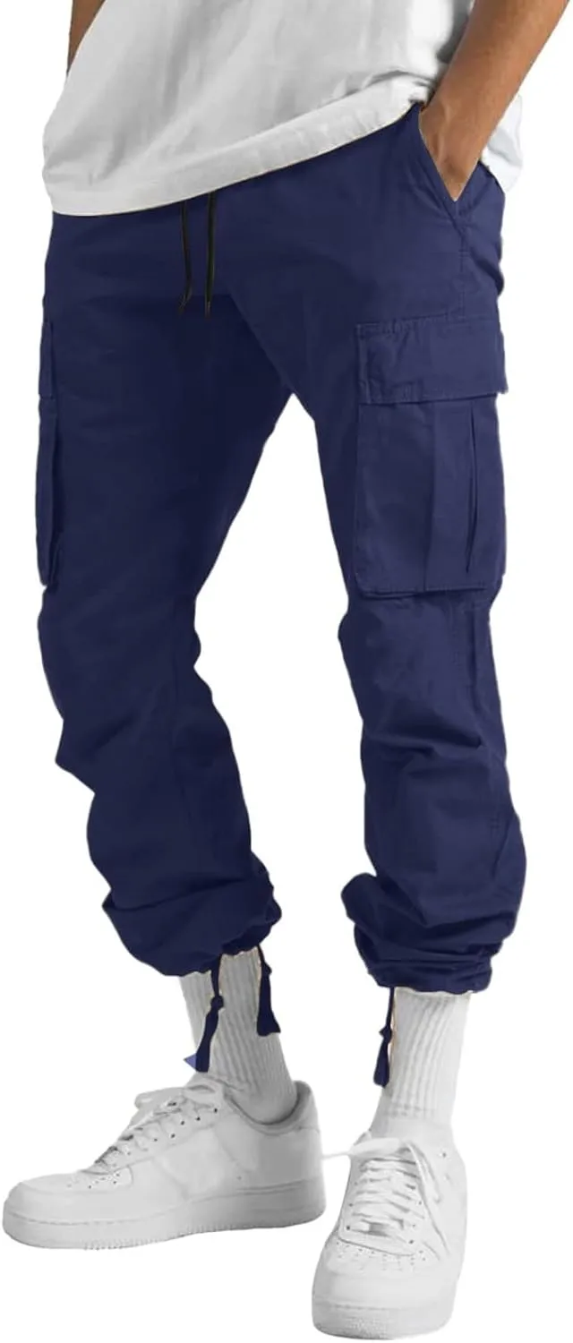 Men's Linen Pants Casual Twill Chino Lace Up Pants Fashion Baggy Sweatpants Lightweight Joggers Athletic Pants