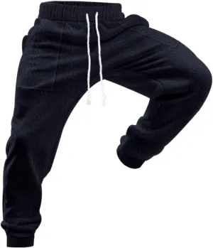 Mens Lounge Pants Plain Drawstring Elastic Slacks Vacation Beach Tapered Casual Pants Outdoor Fashion Fall Trousers
