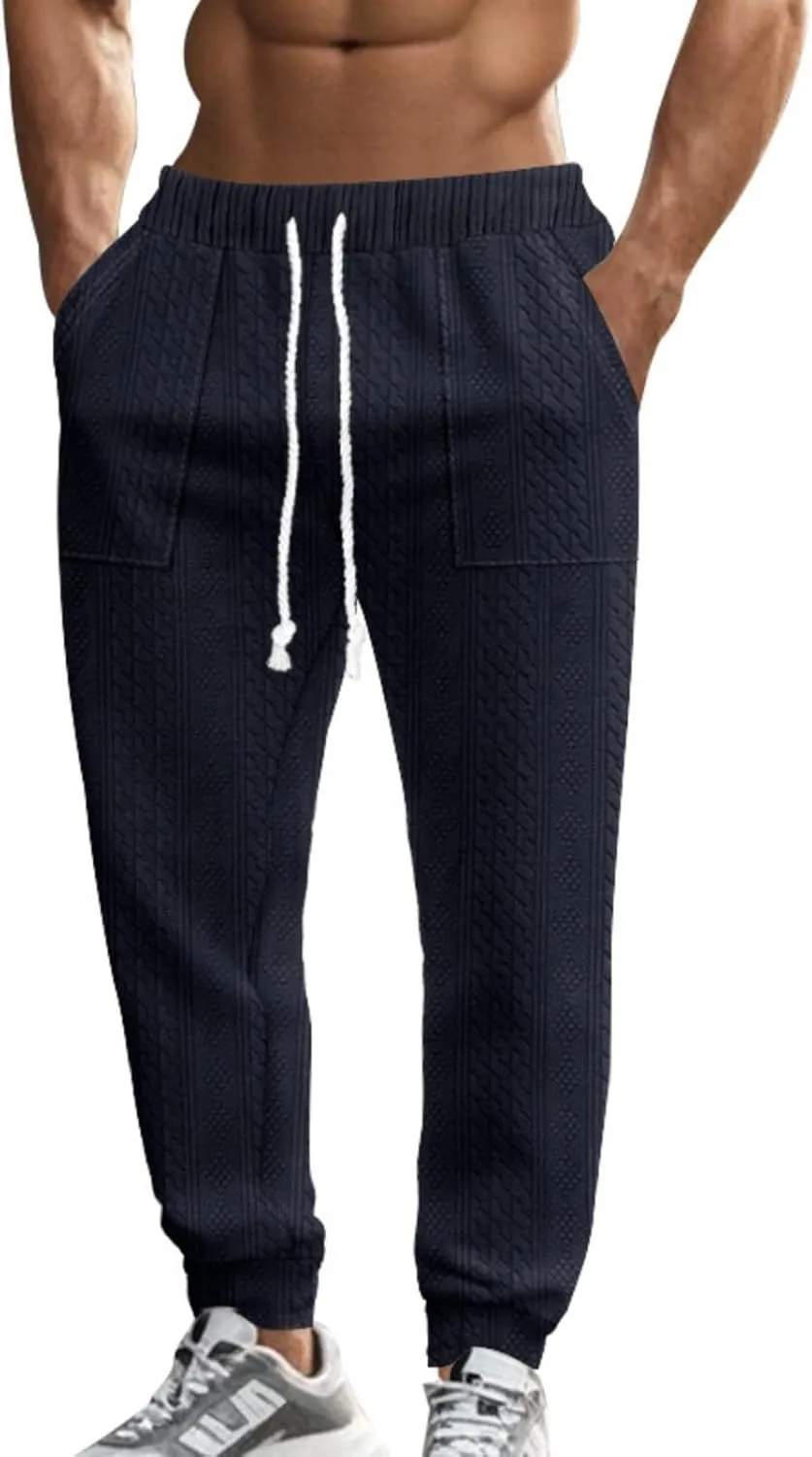 Mens Lounge Pants Plain Drawstring Elastic Slacks Vacation Beach Tapered Casual Pants Outdoor Fashion Fall Trousers