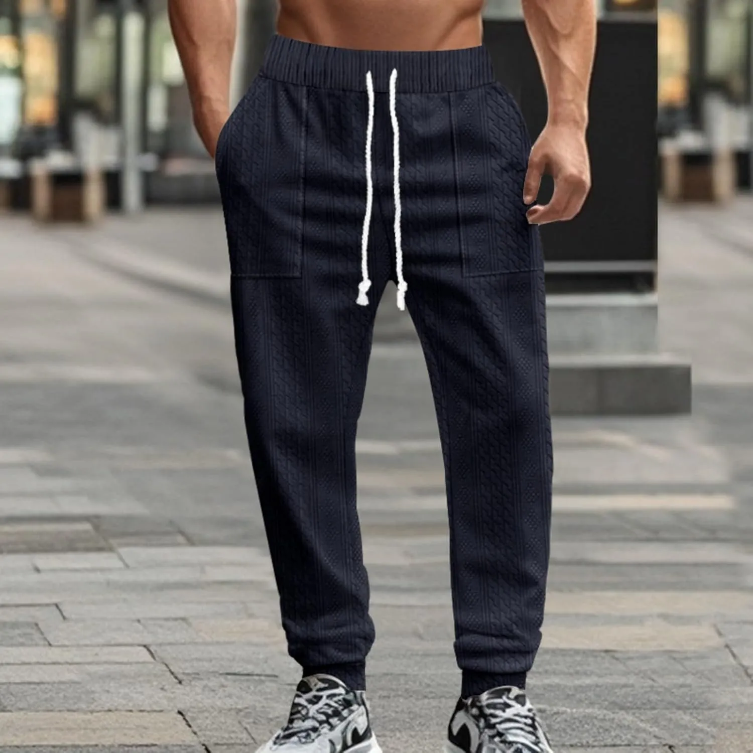 Mens Lounge Pants Plain Drawstring Elastic Slacks Vacation Beach Tapered Casual Pants Outdoor Fashion Fall Trousers