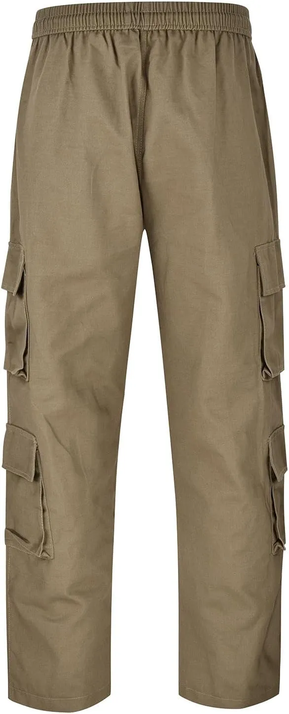 Mens New Loose Casual Cargo Pant Outdoor Tactical Combat Straight Trousers Military Drawstring Multi Pockets Fashion Overalls
