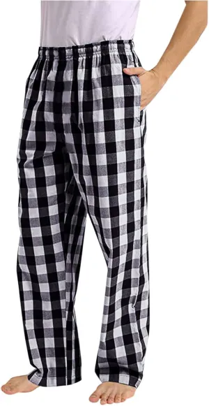 Mens Pajama Pants Wide-Legged Plaid Printed Drawstring Pockets Casual Pants Fall and Winter Sleepwear Pants
