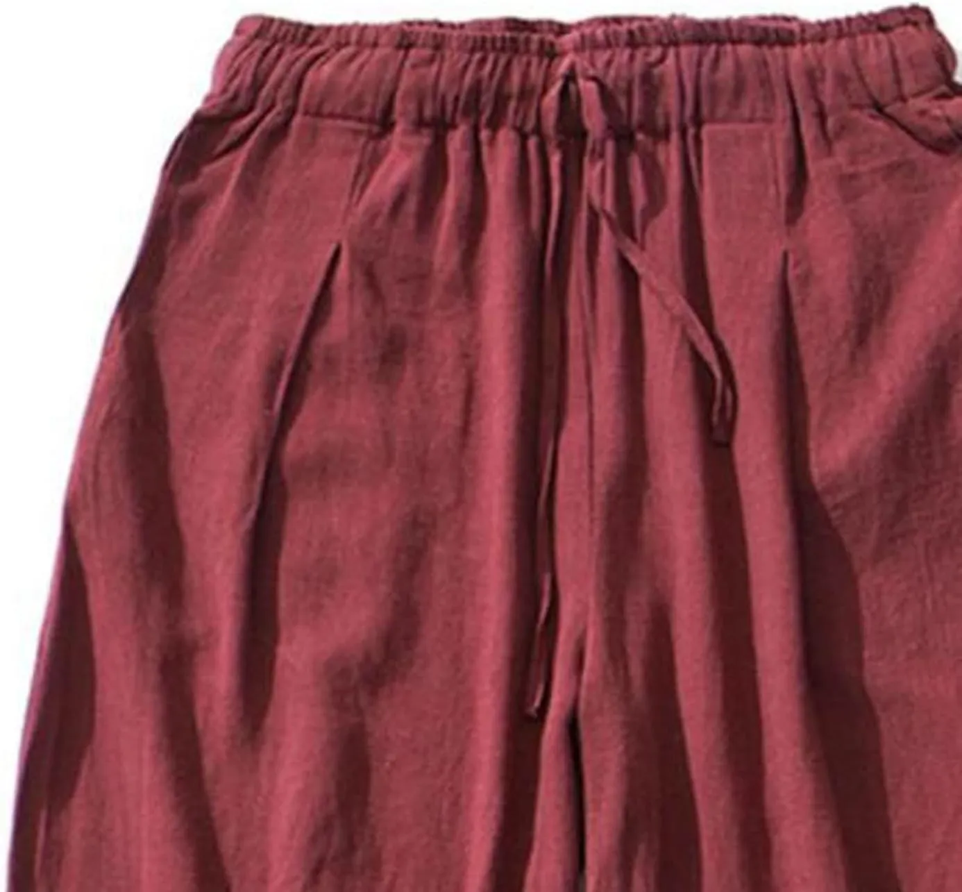 Men's Pants Harem Pants Solid Color Drawstring Men Mid Rise Pockets Pants for Daily Wear