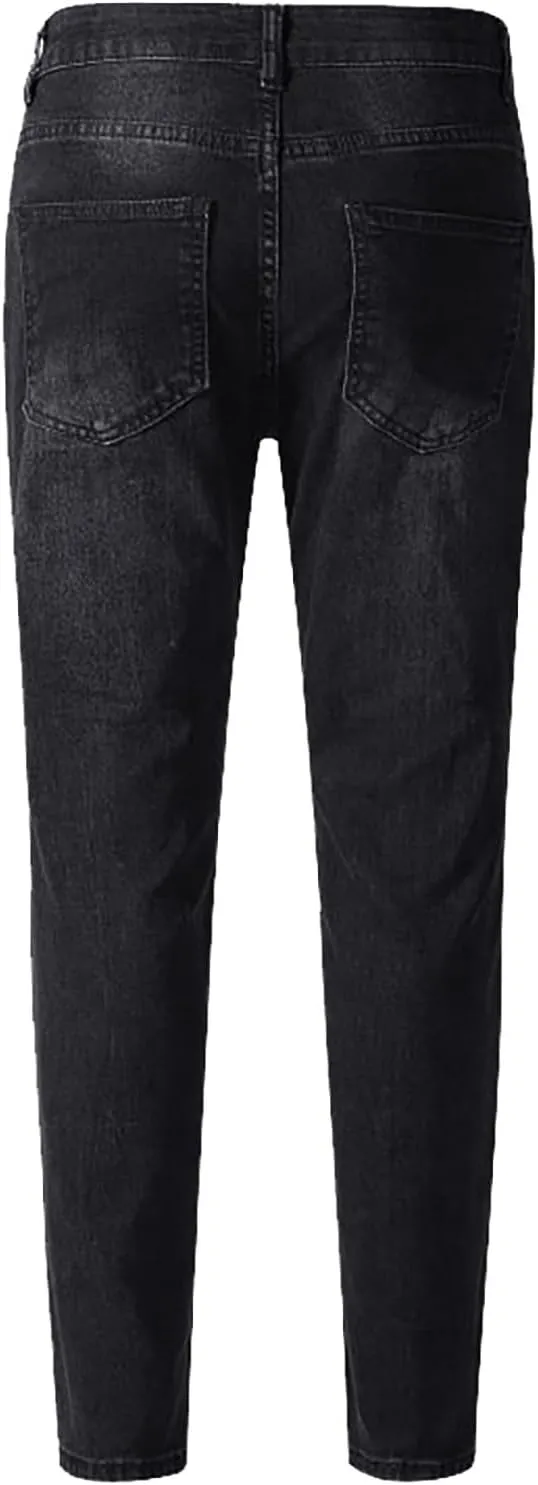 Mens Slim Fit Jeans Stretch Skinny Stretch Jean Fashion Flex Tapered Leg Denim Pants Casual Classic Plain Trousers