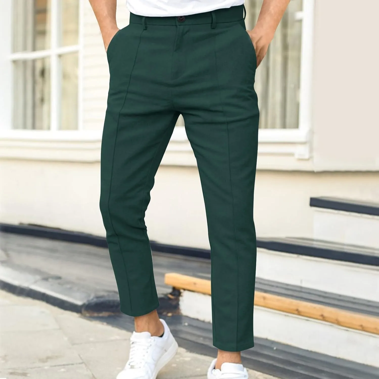 Men's Stretch Dress Pants Slim Fit Skinny Suit Pants Business Casual Fashion Golf Pants Pleated Front Dress Pants